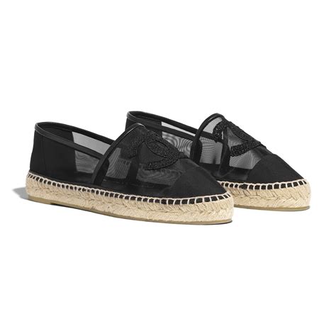 chanel black mesh espadrilles|authentic chanel espadrilles for sale.